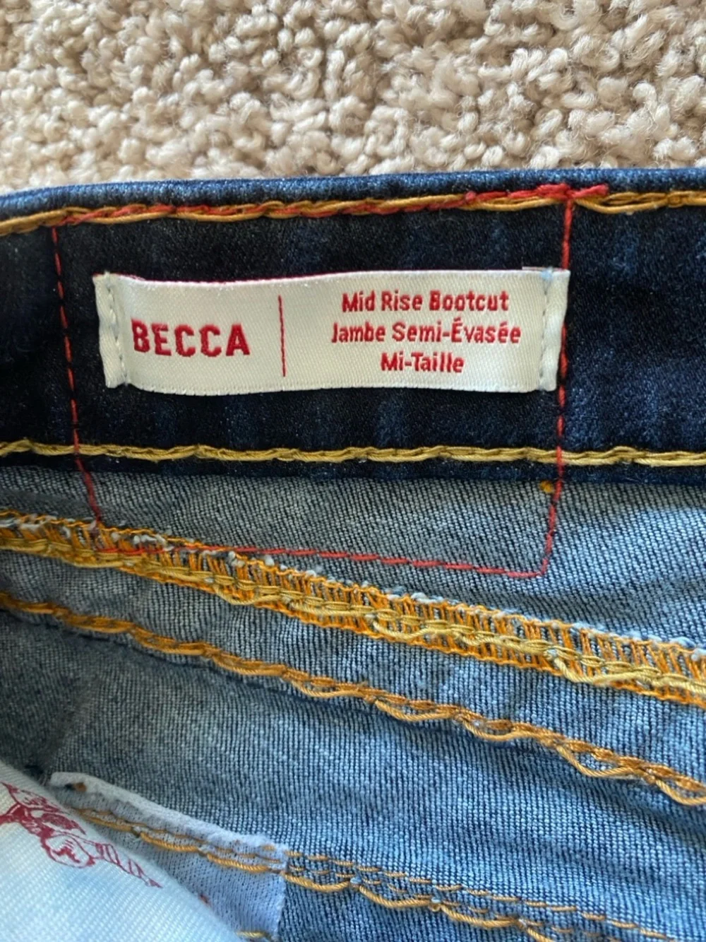 True Religion Womens Becca Mid Rise Bootcut Jean Sz 27 Thick Stitching! Y2K - Picture 12 of 16